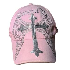 Pink Cap with Silver Cross and Wings